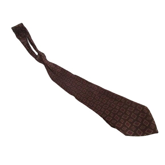 Vintage Silk Neck Tie 3” 56" Brown Medallion Print Coburne Square - Picture 3 of 5